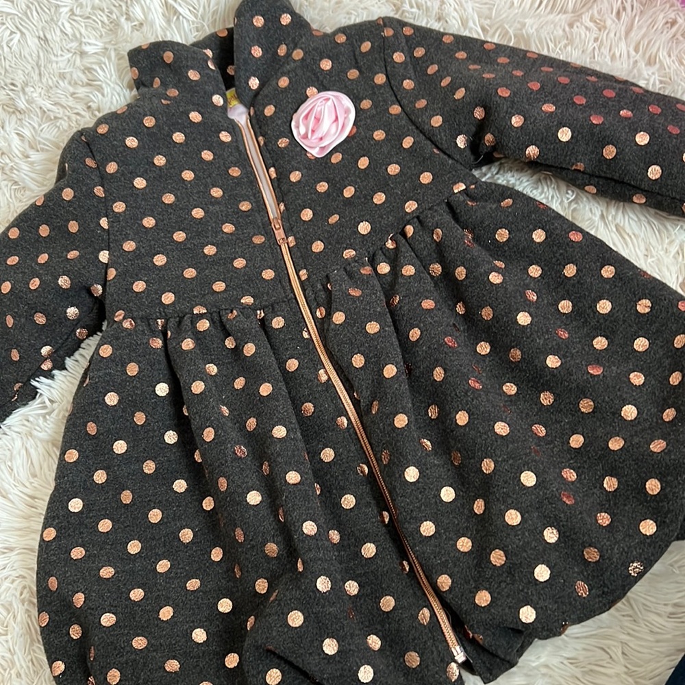 Girls wool coat with matching bonnet